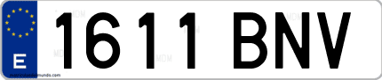 Ejemplo de matrícula de coche ordinaria 1611 BNV