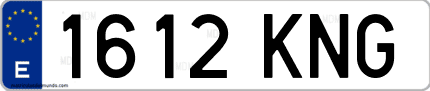 Ejemplo de matrícula de coche ordinaria 1612 KNG