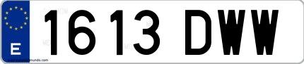 Ejemplo de matrícula española 1613 DWW
