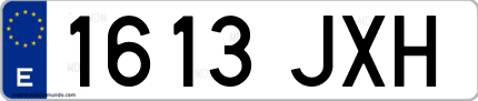 Ejemplo de matrícula de coche ordinaria 1613 JXH