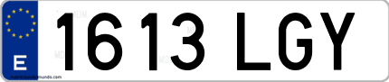 Ejemplo de matrícula de coche ordinaria 1613 LGY