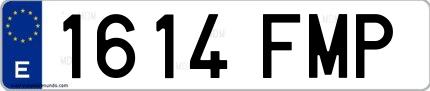 Ejemplo de matrícula española 1614 FMP