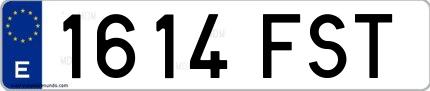 Ejemplo de matrícula española 1614 FST