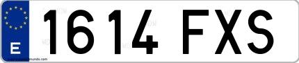 Ejemplo de matrícula española 1614 FXS