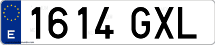 Ejemplo de matrícula de coche ordinaria 1614 GXL