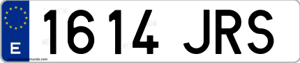 Ejemplo de matrícula de coche ordinaria 1614 JRS