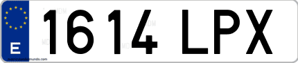 Ejemplo de matrícula de coche ordinaria 1614 LPX