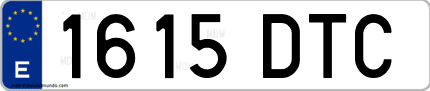 Ejemplo de matrícula de coche ordinaria 1615 DTC