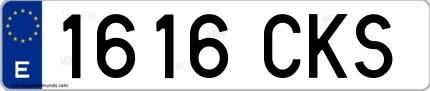 Ejemplo de matrícula de coche ordinaria 1616 CKS