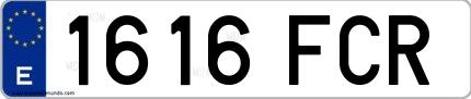 Ejemplo de matrícula española 1616 FCR