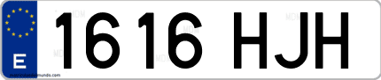 Ejemplo de matrícula de coche ordinaria 1616 HJH