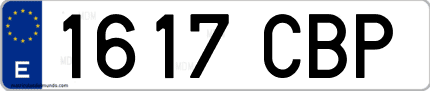 Ejemplo de matrícula de coche ordinaria 1617 CBP