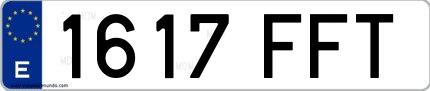Ejemplo de matrícula española 1617 FFT