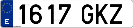 Ejemplo de matrícula de coche ordinaria 1617 GKZ