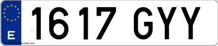 Ejemplo de matrícula de coche ordinaria 1617 GYY