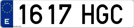Ejemplo de matrícula de coche ordinaria 1617 HGC
