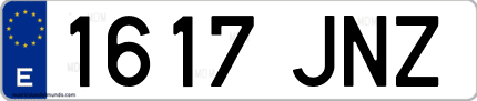 Ejemplo de matrícula de coche ordinaria 1617 JNZ