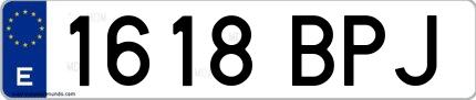 Ejemplo de matrícula española 1618 BPJ