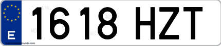 Ejemplo de matrícula de coche ordinaria 1618 HZT