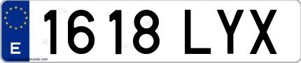 Ejemplo de matrícula española 1618 LYX