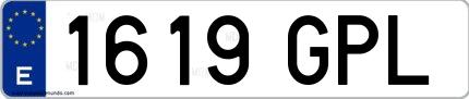 Ejemplo de matrícula española 1619 GPL