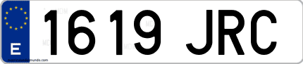 Ejemplo de matrícula de coche ordinaria 1619 JRC