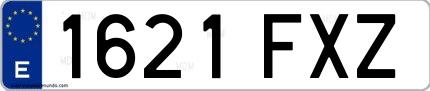 Ejemplo de matrícula española 1621 FXZ