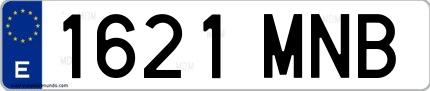 Ejemplo de matrícula española 1621 MNB