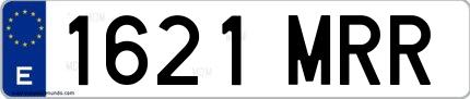 Ejemplo de matrícula española 1621 MRR