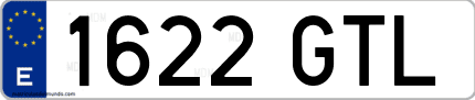 Ejemplo de matrícula de coche ordinaria 1622 GTL