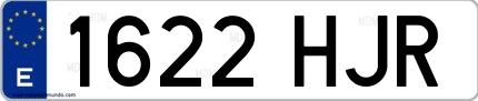 Ejemplo de matrícula española 1622 HJR