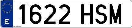 Ejemplo de matrícula española 1622 HSM