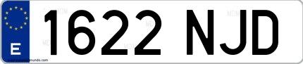 Ejemplo de matrícula española 1622 NJD