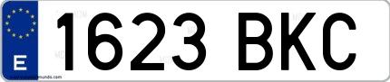 Ejemplo de matrícula española 1623 BKC