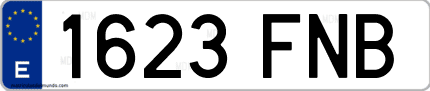 Ejemplo de matrícula de coche ordinaria 1623 FNB