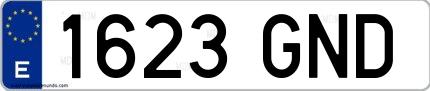 Ejemplo de matrícula española 1623 GND