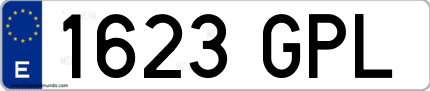 Ejemplo de matrícula de coche ordinaria 1623 GPL
