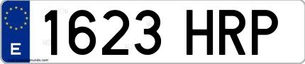 Ejemplo de matrícula española 1623 HRP