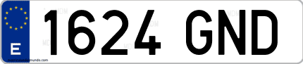 Ejemplo de matrícula de coche ordinaria 1624 GND