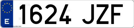 Ejemplo de matrícula de coche ordinaria 1624 JZF