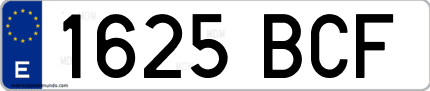 Ejemplo de matrícula de coche ordinaria 1625 BCF
