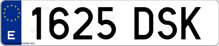 Ejemplo de matrícula de coche ordinaria 1625 DSK