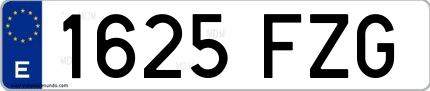 Ejemplo de matrícula española 1625 FZG