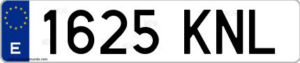 Ejemplo de matrícula de coche ordinaria 1625 KNL
