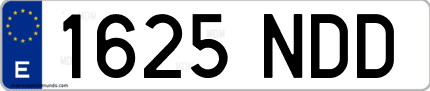 Ejemplo de matrícula de coche ordinaria 1625 NDD