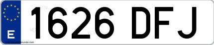 Ejemplo de matrícula española 1626 DFJ