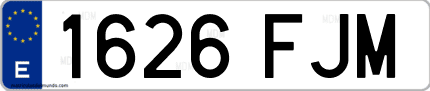 Ejemplo de matrícula de coche ordinaria 1626 FJM