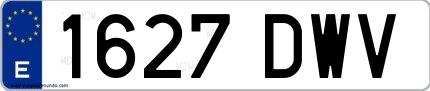 Ejemplo de matrícula española 1627 DWV