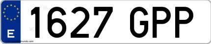 Ejemplo de matrícula española 1627 GPP