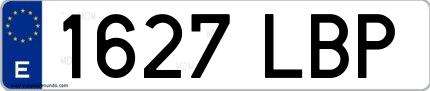 Ejemplo de matrícula española 1627 LBP
